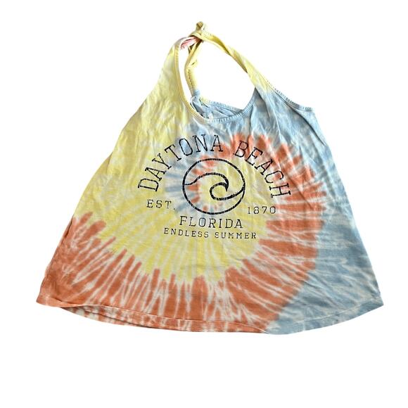 DAYTONA BEACH Sz S Racer Back Tank Tie Dye Back Knot Summer Festival Florida - Picture 1 of 5